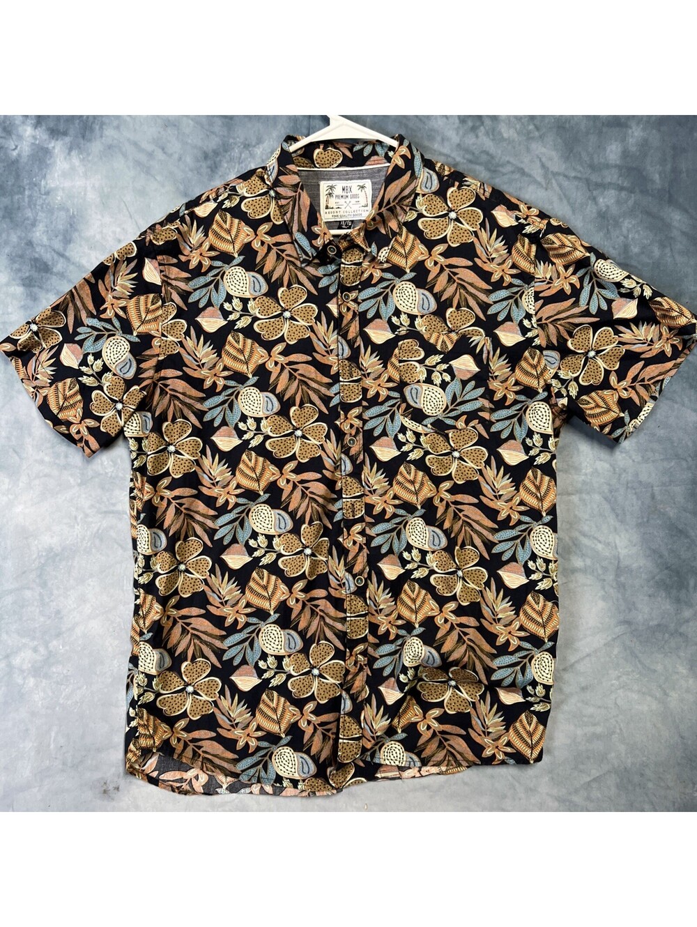 MBX Premium Goods Resort Collection Hawaiian Shirt Palm Leaves Men's Size XL